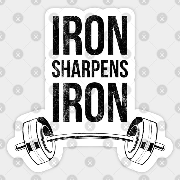 Iron Sharpens Iron Weightlifting God Weights Scripture Lifting Bible Verse Faith Proverbs Psalm Christian Religion Sticker by Shirtsurf